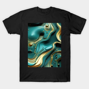 Funky Facade: Trompe-l’oeil Green Turquoise and Gold T-Shirt